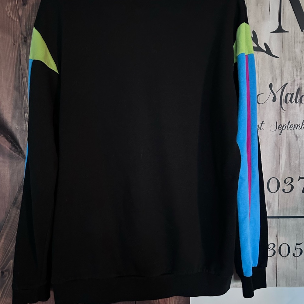Polaroid Men's Black Sweater with Blue and Green Stripes - Picture 4 of 4